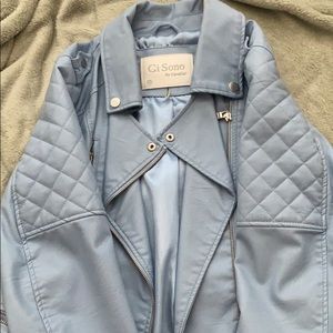 Baby Blue Leather Jacket